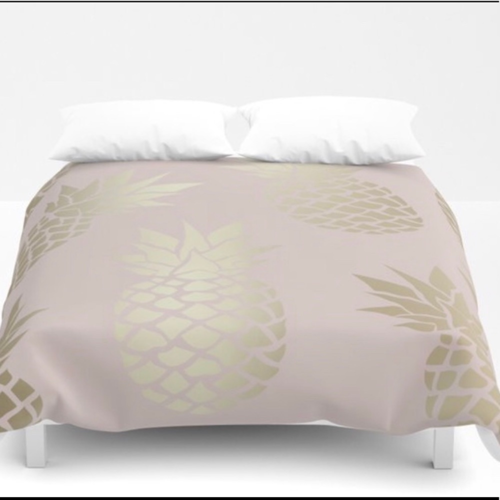 Comforter: Tropical Pineapple, Blush Pink/Gold